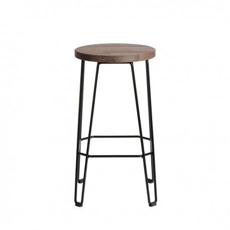 muubs tabouret de bar rond bois massif fonce metal move 65