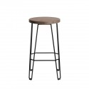 muubs tabouret de bar rond bois massif fonce metal move 65