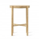 hk living tabouret rond design retro bois clair cannage rotin