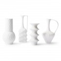 hk living set de 4 vases design en biscuit de porcelaine blanc mat