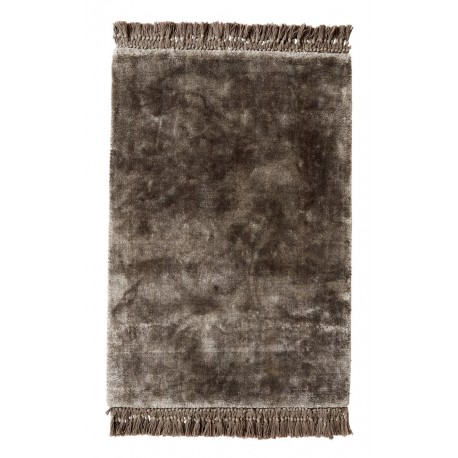 tapis tufte epais gris franges nordal noble 75  x 200 cm