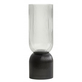 vase neo art deco verre strie gris noir bicolore nordal riva