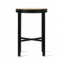 Tabouret rond style retro bois cannage rotin HK Living noir