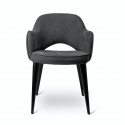 pols potten cosy chaise confortable accoudoirs gris pieds metal noir