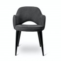 pols potten cosy chaise confortable accoudoirs gris pieds metal noir