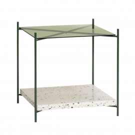 hubsch table basse carree terrazzo verre metal vert