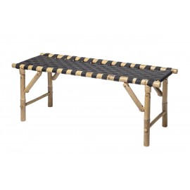 banc pliable bambou et textile noir bloomingville vida