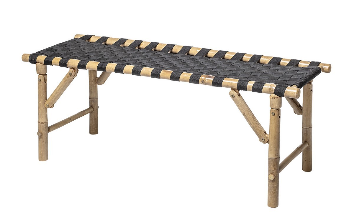 banc pliable bambou et textile noir bloomingville vida - Kdesign