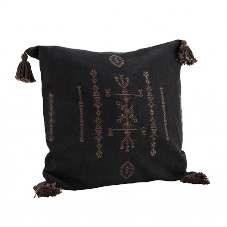 Housse de coussin brodé ethnique Madam Stoltz noir