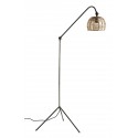 lampadaire fin metal noir abat jour bambou naturel tresse madam stoltz