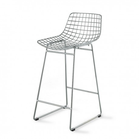 hk living tabouret de bar design metal argent chrome