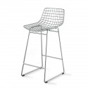 hk living tabouret de bar design metal argent chrome