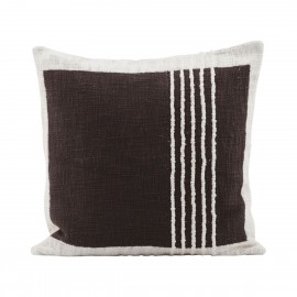 house doctor yarn housse de coussin rayures coton marron 50 x 50 cm