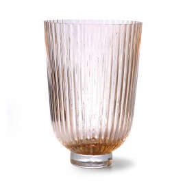hk living vase verre nervure style classique peche