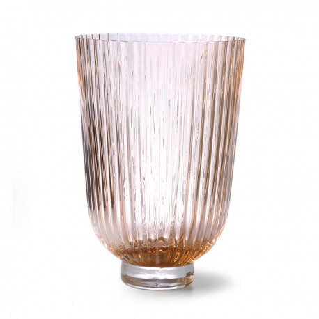 Vase verre nervuré style classique HK Living pêche