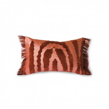 hk living coussin chic motif tigre rouge bordeaux franges