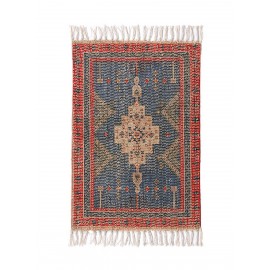hk living petit tapis imprime style oriental rouge bleu 60 x 90 cm
