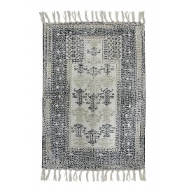 hk living petit tapis imprime oriental noir blanc 60 x 90 cm