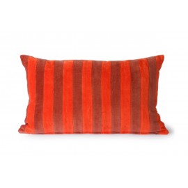 Coussin rectangulaire velours rayures rouge HK Living