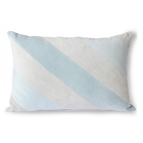 hk living coussin rectangulaire raye velours bleu clair