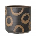 bloomingville cache pot design noir motif cercles terre cuite