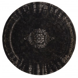 nordal tapis rond noir imprime baroque vintage delave 240 cm