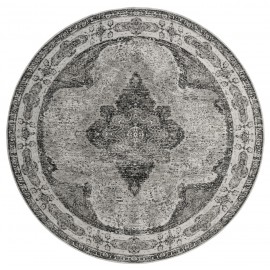 nordal tapis rond style classique vintage gris tissage jacquard 240 cm