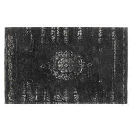 petit tapis descente de lit imprime classique vintage delave noir