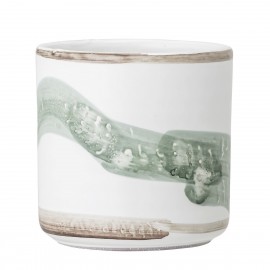 bloomingville petit cache pot deco gres blanc vert peint