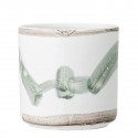 bloomingville petit cache pot deco gres blanc vert peint