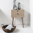 table de chevet scandinave epuree bois chene clair 2 tiroirs hubsch