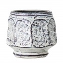 bloomingville cache pot rustique gres blanc bleu