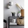 bloomingville cache pot rustique gres blanc bleu