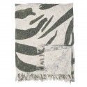 bloomingville plaid coton imprime motif vert 130 x 160 cm