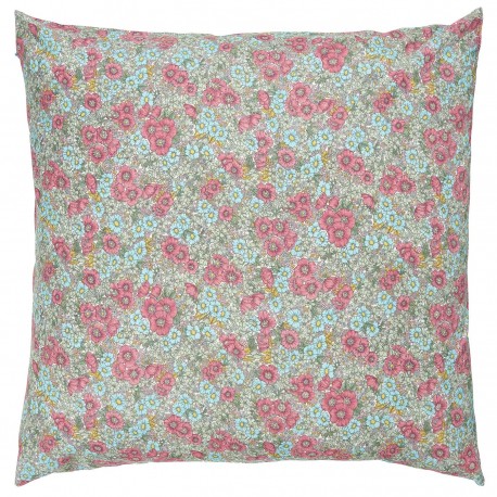 ib laursen  grande taie oreiller fleuri bleu turquoise rose 60 x 60 cm