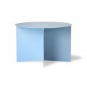 hk living table basse ronde design tole pilee bleu clair