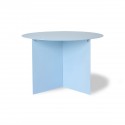 hk living table basse ronde design tole pilee bleu clair