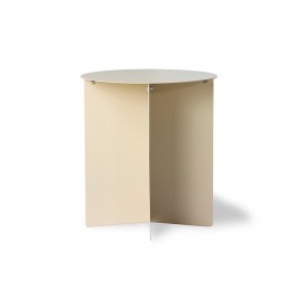 hk living table d appoint ronde metal tole pliee beige