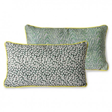 hk living doris coussin rectangulaire reversible imprime fleuri vert