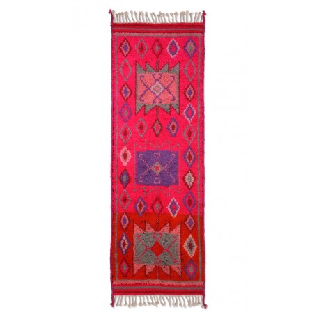 hk living tapis long laine rose vif motif geometrique vintage