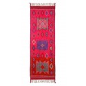 hk living tapis long laine rose vif motif geometrique vintage