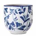 bloomingville cache pot terre cuite style azulejos portugais bleu