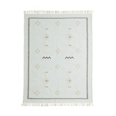 madam stoltz tapis coton tisse motif ethnique vert clair 120 X 180 cm