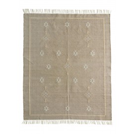madam stoltz tapis coton tisse beige motif 120 x 180 cm