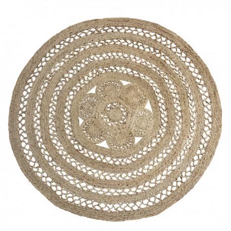 tapis rond jute tisse dentelle 180 cm madam stoltz