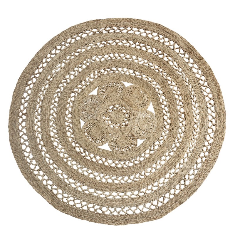 tapis rond jute tisse dentelle 180 cm madam stoltz