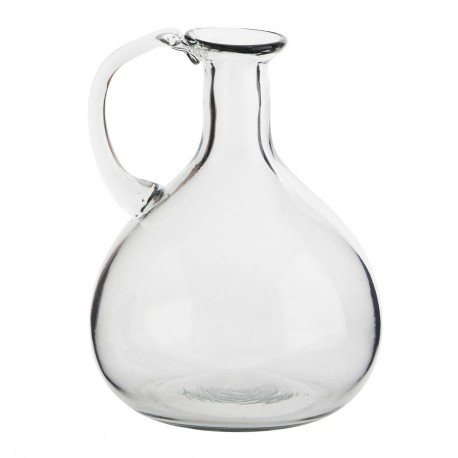 madam stoltz vase verre transparent  vintage retro avec poignee