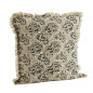 madam stoltz housse coussin franges coton imprime floral gris beige madam stoltz housse coussin franges coton imprime floral gris beige