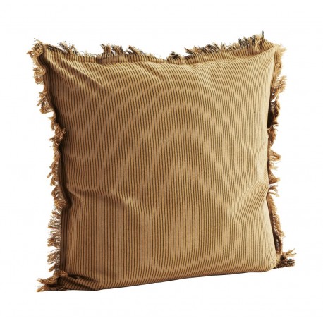 housse de coussin franges rayures fines marron madam stoltz