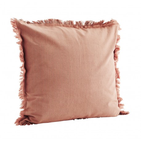 madam stoltz housse de coussin raye coton rose franges